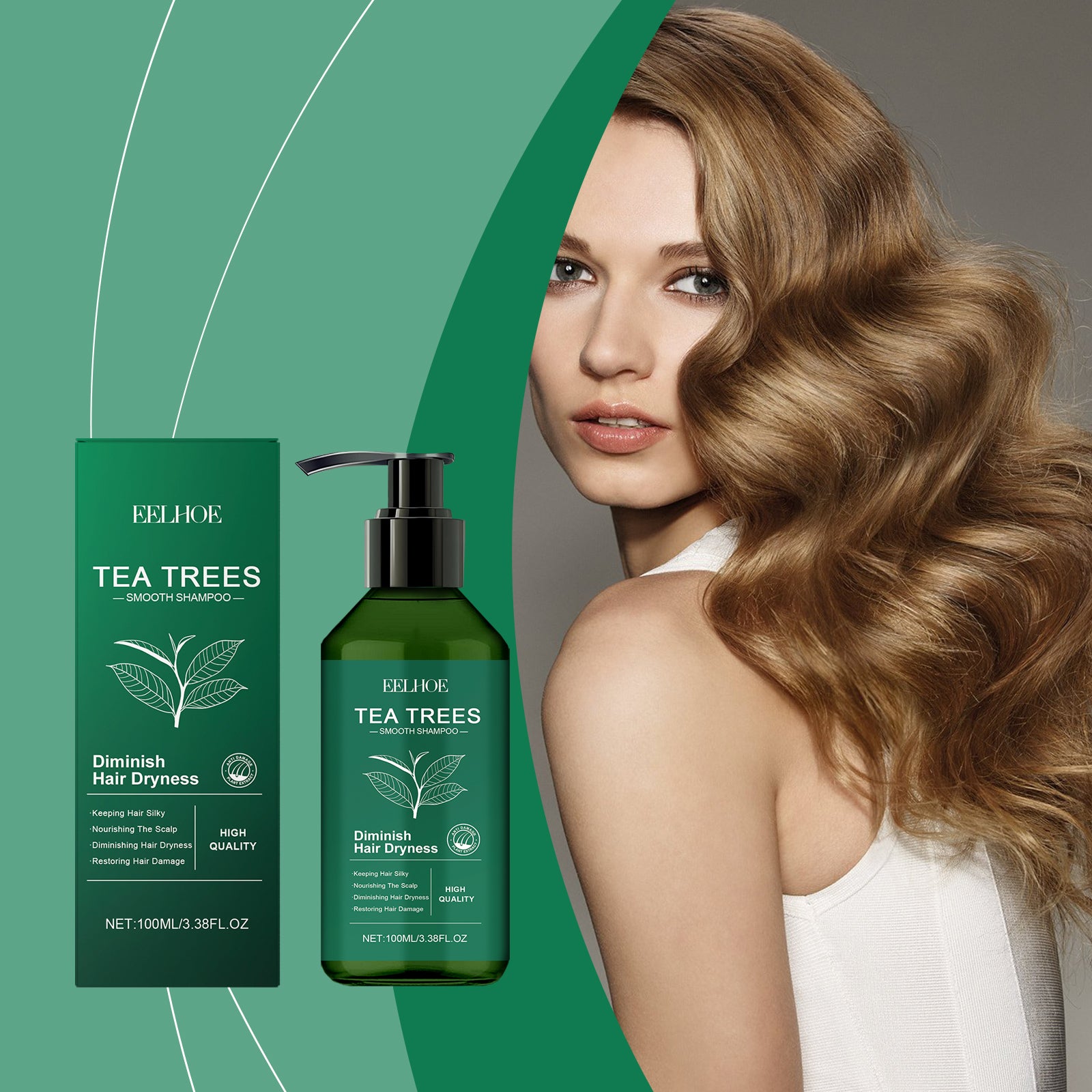 EELHOE Tea Tree Shampoo Gentle Cleansing Tough Hair Softness Repair Dry Frizz Oil Control Shampoo EELHOE Tea Tree Shampoo Gentle Cleansing Tough Hair Softness Repair Dry Frizz Oil Control Shampoo